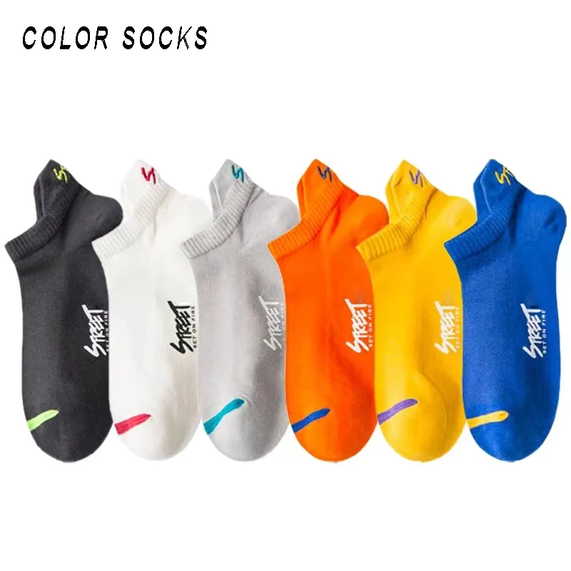 

10/5Pairs Men's Socks Spring Thin Breathable Ankle Boat Sock Man Summer Short Sports Bright color Sock For Students Boys Fashion