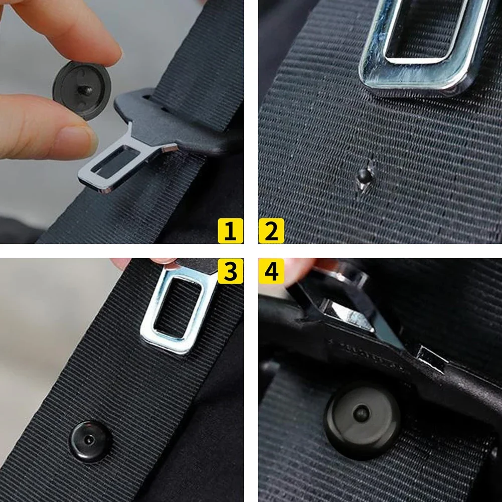 4 Pairs Black Seat Belt Button Buckle Stop Clips Designed To Hold Seat Belt Buckle Firmly In Place Plastic Stopper Set