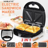 3 IN 1 Grill Electric Waffle Maker Sandwich Cake Donut Walnut Panini Plate Cooking Kitchen Appliances Toaster Breakfast Machine