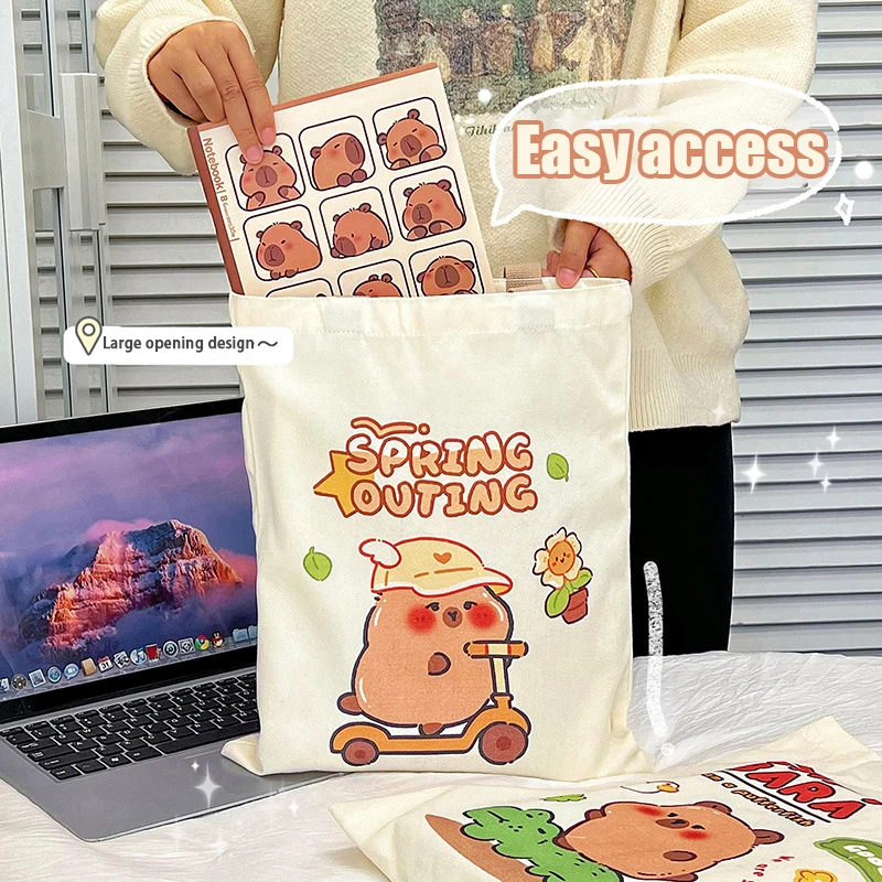 Sac en toile de grande capacité Kapibala, sac à provisions Capybara, sacs fourre-tout initiés, sacs de rangement pour la papeterie, mignon