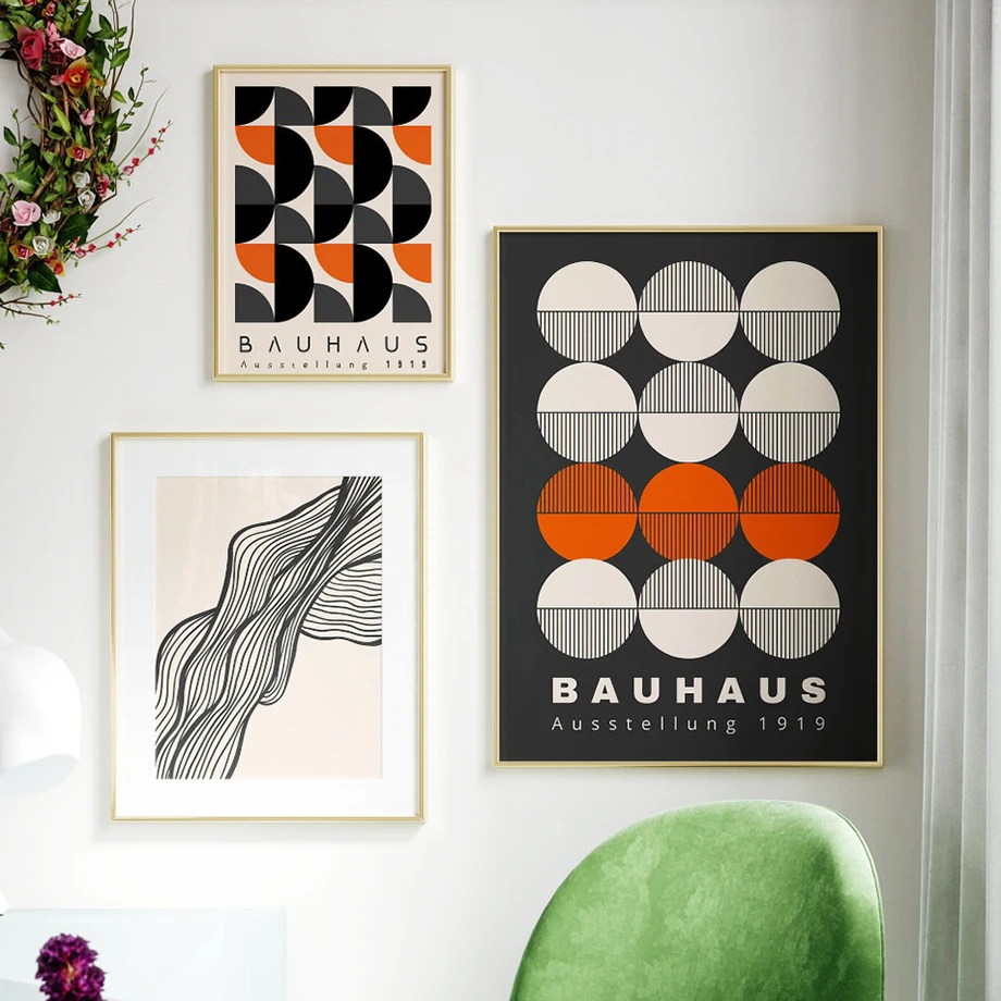 Bauhaus Geometric Lines Rainbow Wall Art Posters Prints Nordic Abstract Canvas Painting Hotel Bar Pictures For Living Room Decor