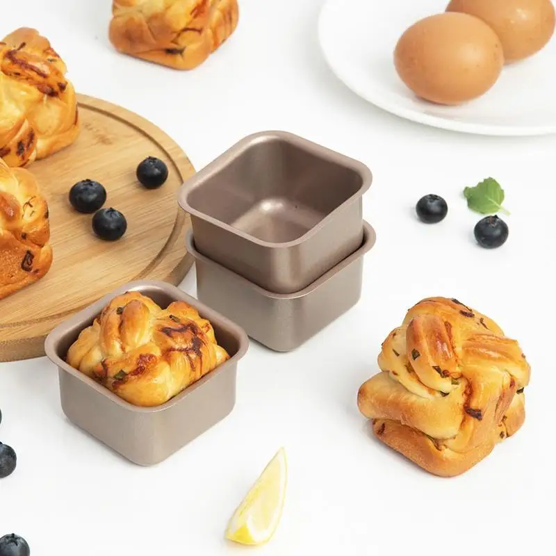 Mini Square Baking Pan Non-Stick Bread Loaf Mold for Pound Cake, Toast, Brownies, Desserts and Home Baking