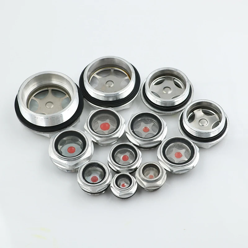 1Pc 16mm-48mm Male Threaded Metal Air Compressor Oil Level Sight Glass Aluminum Alloy Oil Window