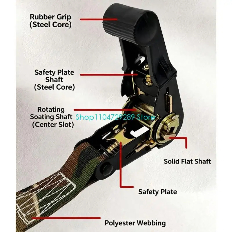 D8KE Outdoor Tie Down Strap Lashing Strap with Ratchet for Cargo Storage Use
