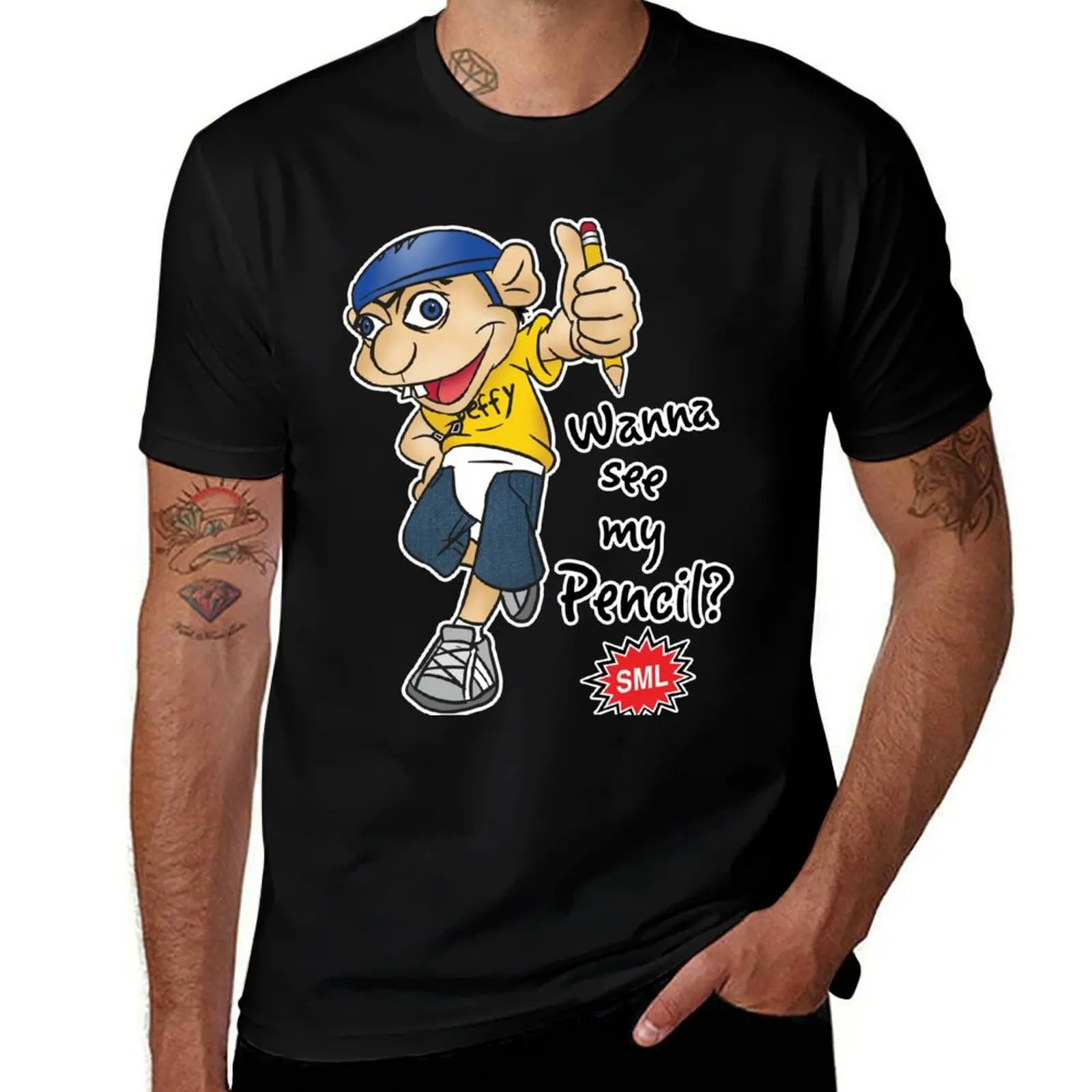 Jeffy Wanna See My Pencil? - Funny SML Character T-Shirt Casual Loose Daily Wear T-Shirt