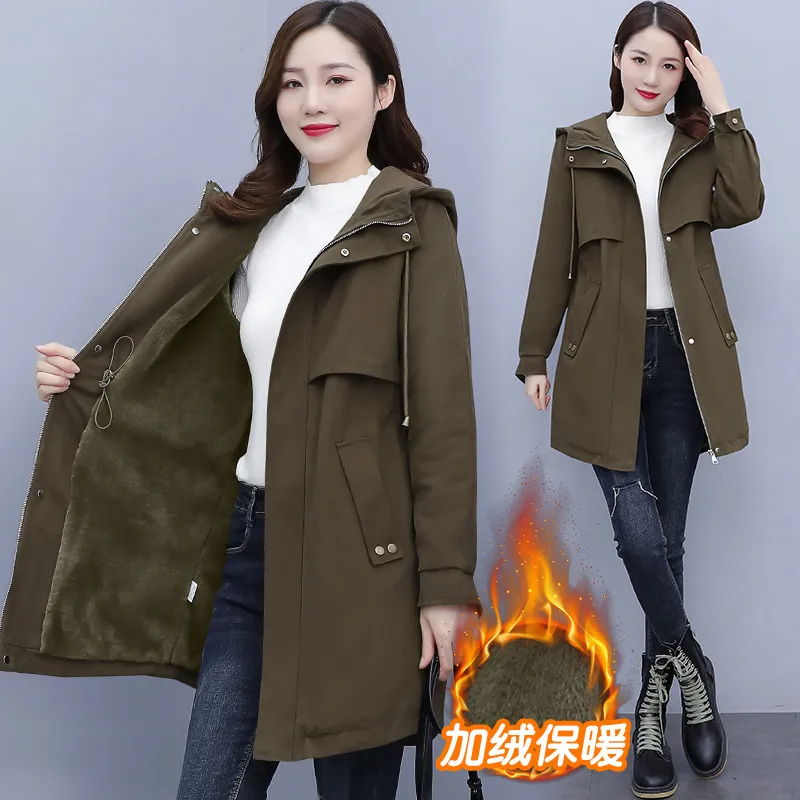 Parkers Woman Mid-Length Plush Thicker Winter Jacket Female Hooded Cold-Proof Warm Cotton Coat Ladies Korean Loose Overcoat 2819