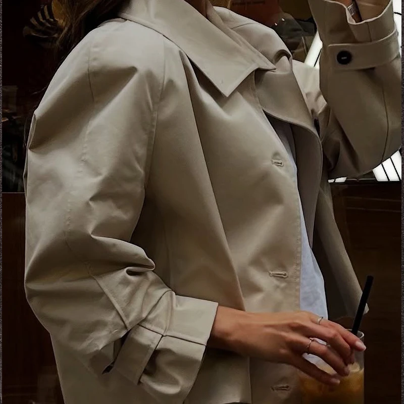 المرأة خندق معطف المرأة سترة واقية 2025 الخريف سترة القمم للإناث المرأة معطف قصير كم طويل معاطف نسائية أنيقة