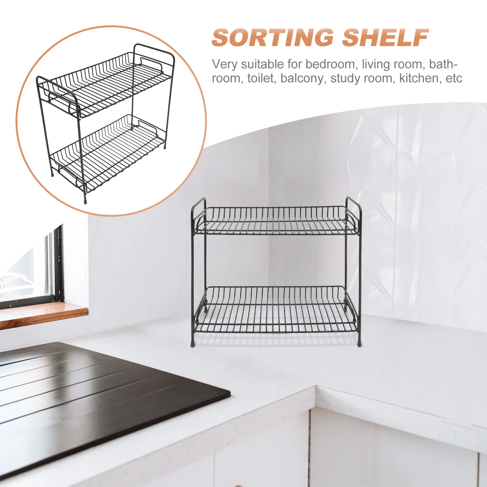 

1pc Stainless Steel Spice Rack Multifunctional Kitchen Organizer Heavy Duty Storage Shelf For Home Bathroom Balcony