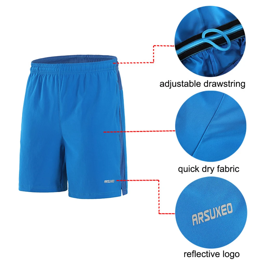 ARSUXEO Running Shorts Mtb Shorts Men Quick Dry Breathable Training Hiking Mountain Bike Shorts Workout Gym Clothing Loose Fit