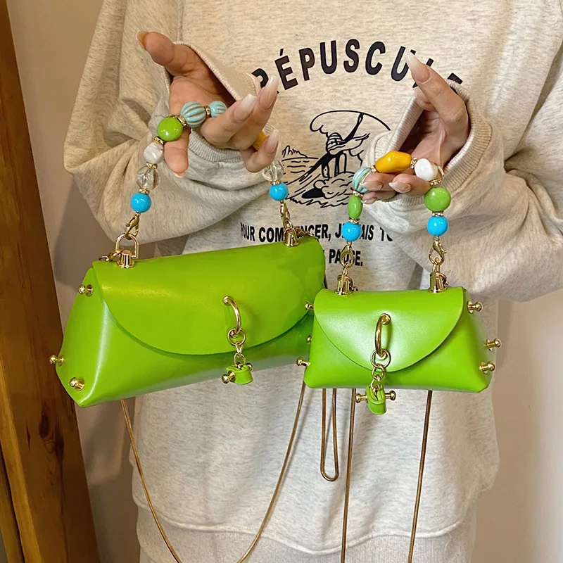 2023 Luxury Designer Women Evening Clutch Female Pearl Simple Green Yellow Chic Handbags Small Tote Fashion Chain Crossbady Bags