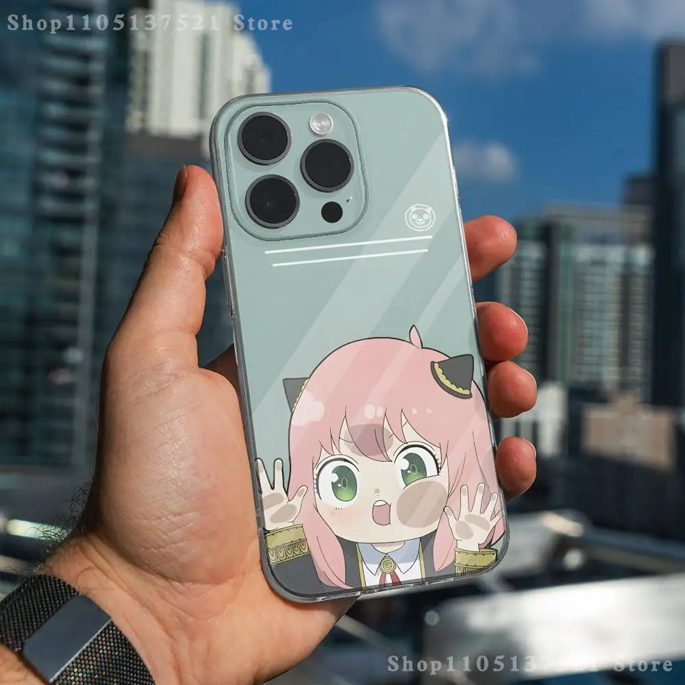 Casing HP S-Spy X Family Anya Forger Untuk iPhone 17,16,15,14,13,12,11 Pro,Max,Plus,X,XS,XR,SE4,E Mini Transparan Bahan Lembut