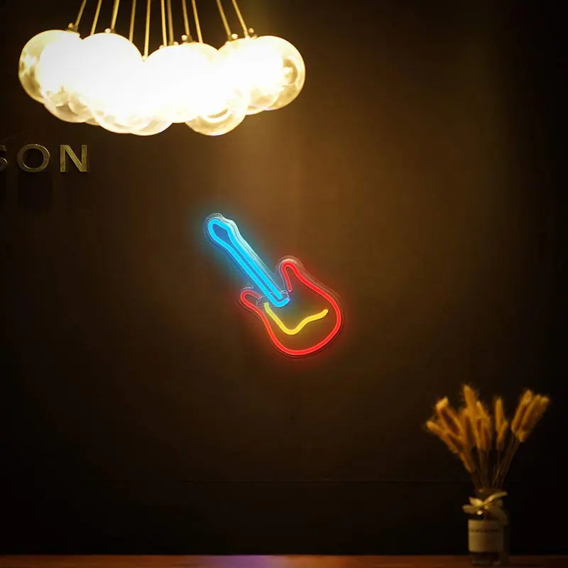 Guitar Light LED Light 3D Neon Sign Decor Light Art Neon Sign for Home Decoration House Rock Bar Pub Hotel Beach Party Usb Lamp