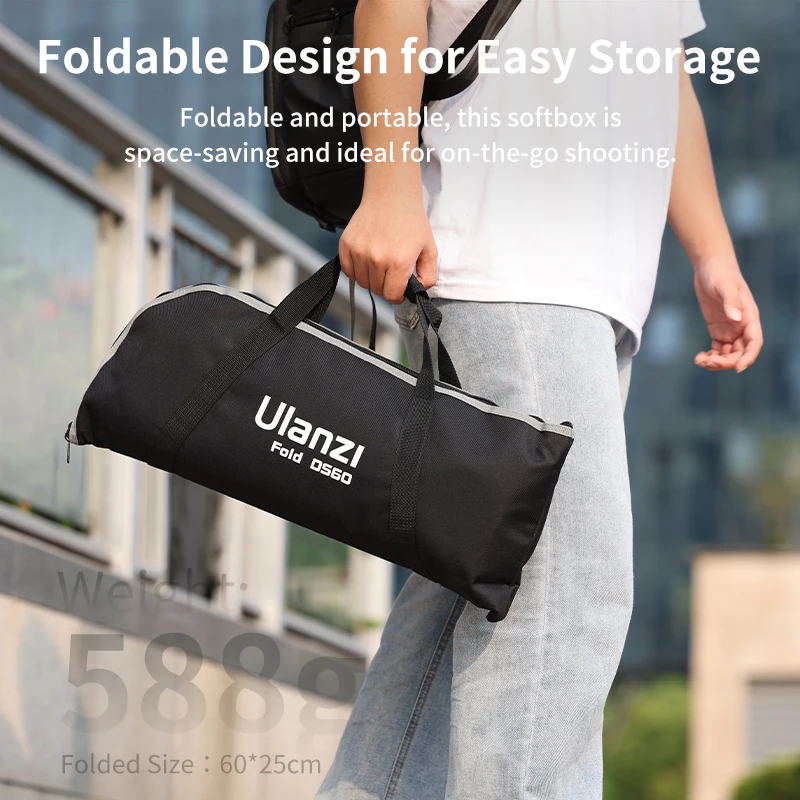 Ulanzi LAS002 40cm 60cm Foldable Octagon Softbox with Mini Bowens Mount Honeycomb Grid Reflector Umbrella Softbox for FlashLight