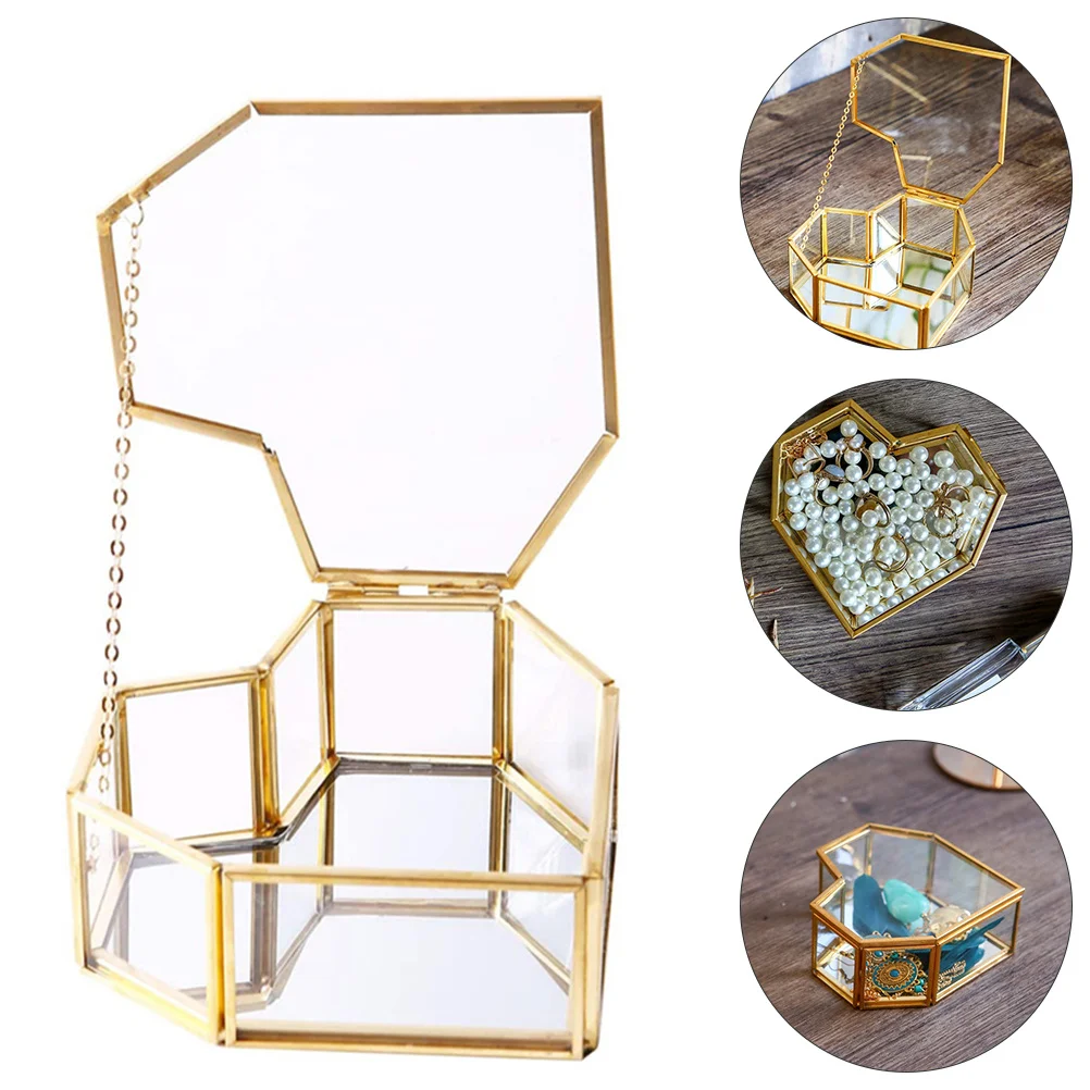 Transparent Jewelry Glass Box Decorative Storage Organizer Display Case for Rings Earrings Bracelets Jewelry Box