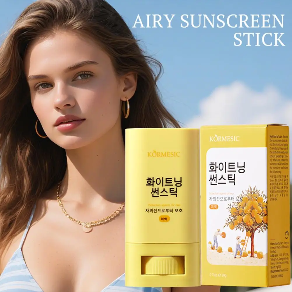 KORMESIC SPF50+ Sunscreen Stick, 20g Grapefruit Whitening Sun Stick, Waterproof Sweatproof, Refreshing UV Protection for Face