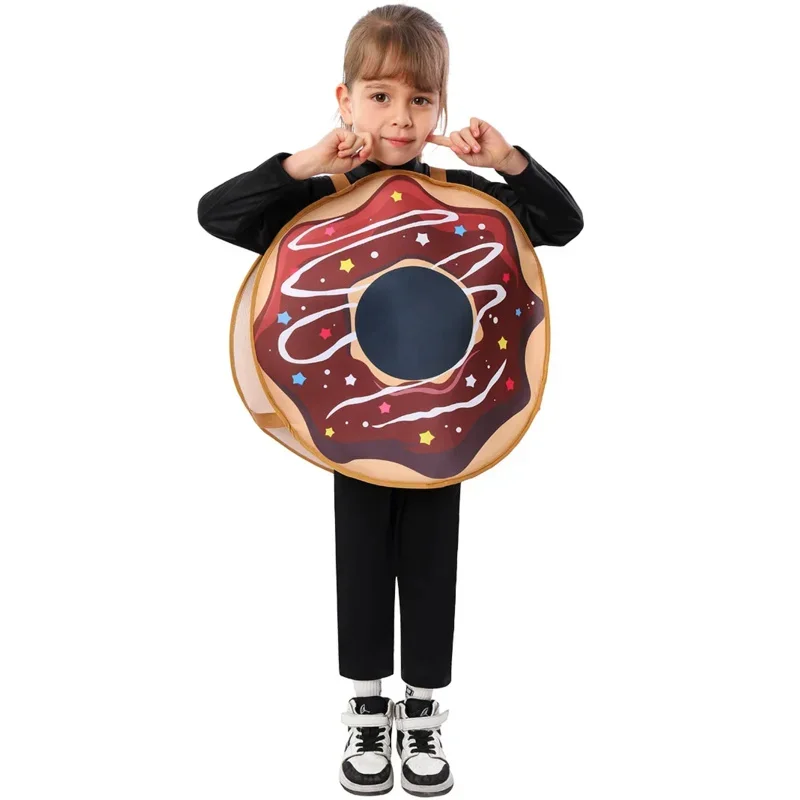 Unisex Child Funny Chocolate Donut Costume Cheese Cosplay Role Play Party Food Couple Outfits for Kids Easter Purim Fancy Dress