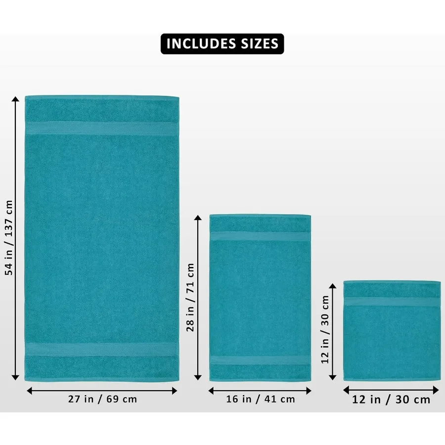 مجموعة مناشف مميزة مكونة من 8 قطع للحمام وصالة الألعاب الرياضية والفنادق والمنتجعات الصحية: تتضمن مناشف حمام و2 مناشف يد و4 قماش غسيل 600 GSM 100 Ri #2
