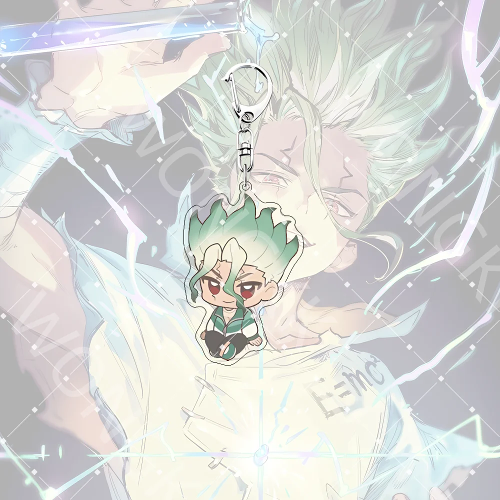 Anime Dr. Stone Keychain Kawaii Keyring Anime Stand Ishigami Senku Gen Asagiri Cartoon Pendant Bag Backpack Car Key Decor