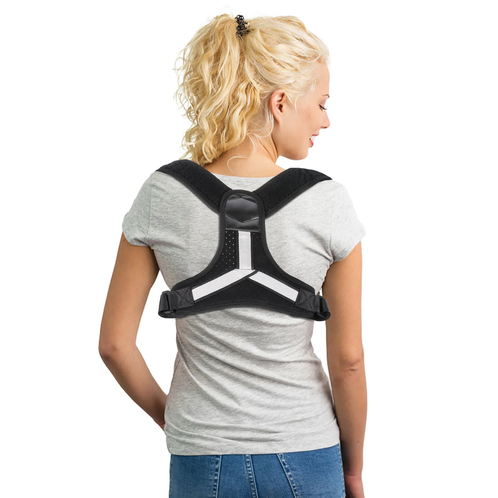 

Надувной корсет для спины, корректор осанки, регулируемая поддержка ключицы для детей, взрослых, мужчин, женщин, выпрямитель для верхней части спины