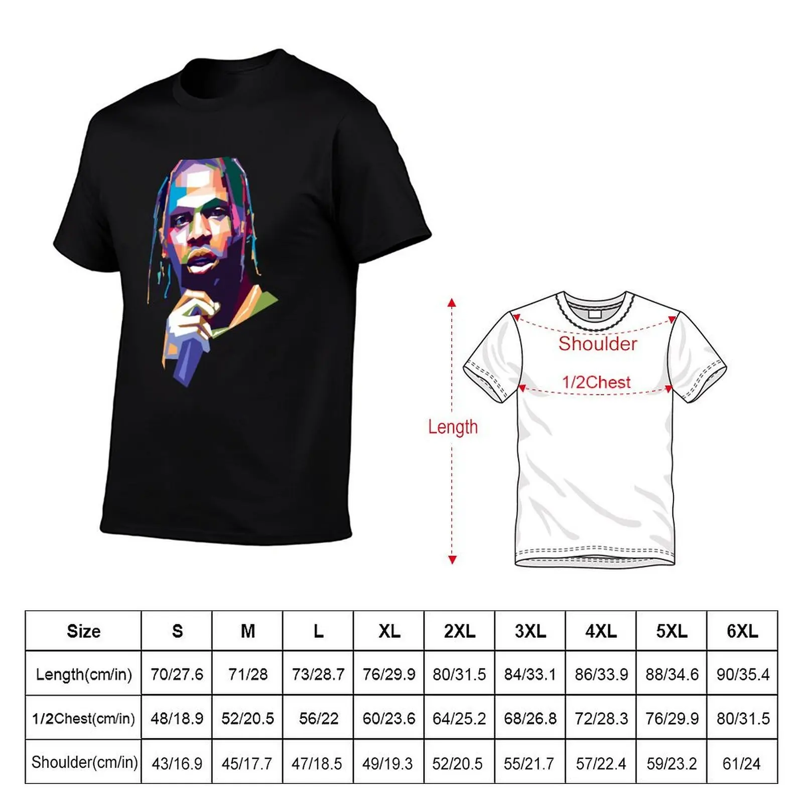 Portrait Travis hiphp popart style T-Shirt plain anime t shirts men t shirt