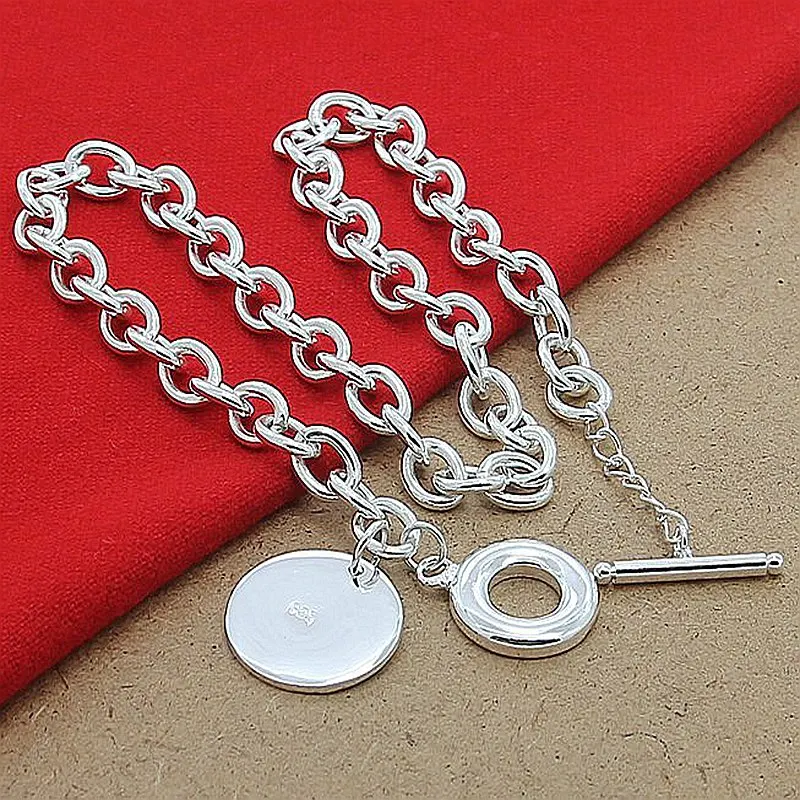 925 Sterling Silver Round Necklace, Charm Trend Gift