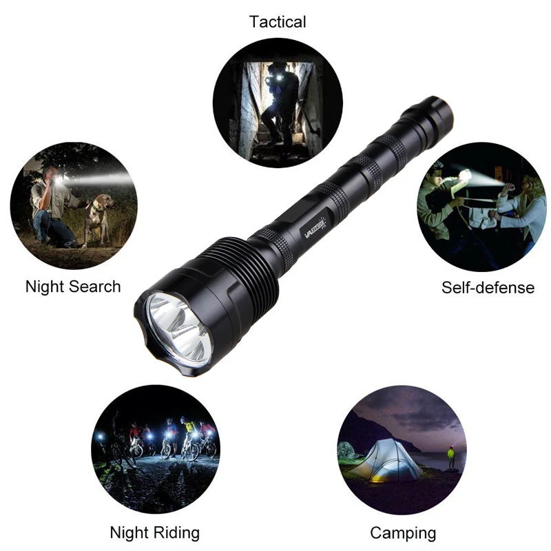 Tactical Flashlight Green/Red/White Light Torch 500 Yard 3XLED Rechargeable Hunting Torch+Remote Switch+Mount+18650+USB Charger