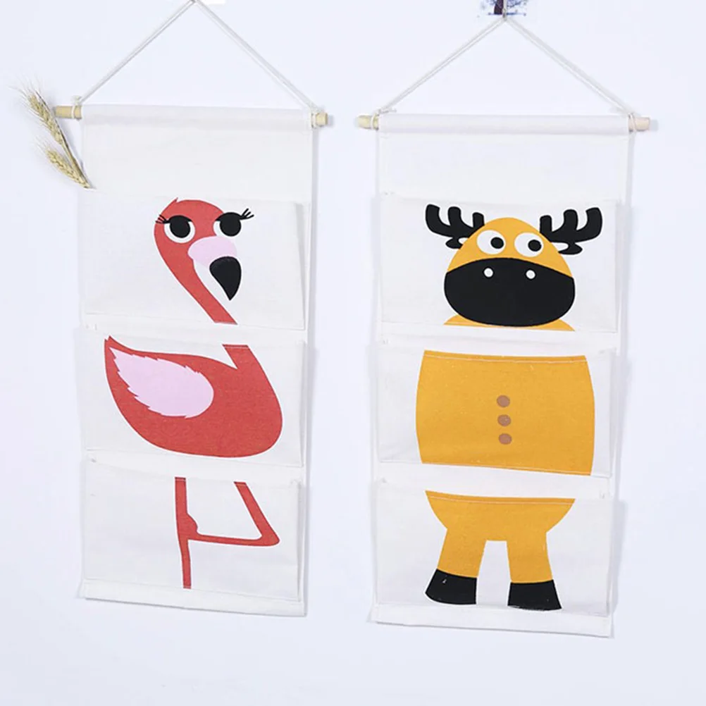 

Wall Hanging Storage Bag 3 Pockets Cotton Linen Waterproof Coating Door ganizer Bedroom Bathroom Kitchen Office