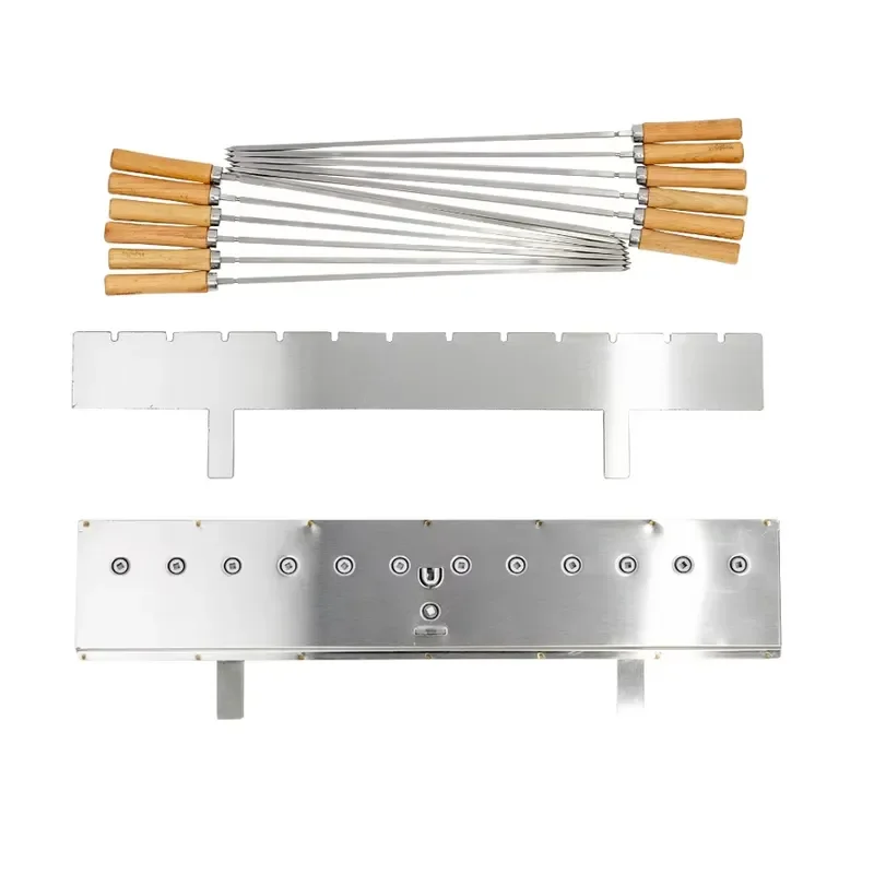 304 Stainless Steel Kebab Rotary Rack for Charcoal BBQ Grill Outdoor Garden Kitchen Cooking Accessories Heavy Duty Skewer