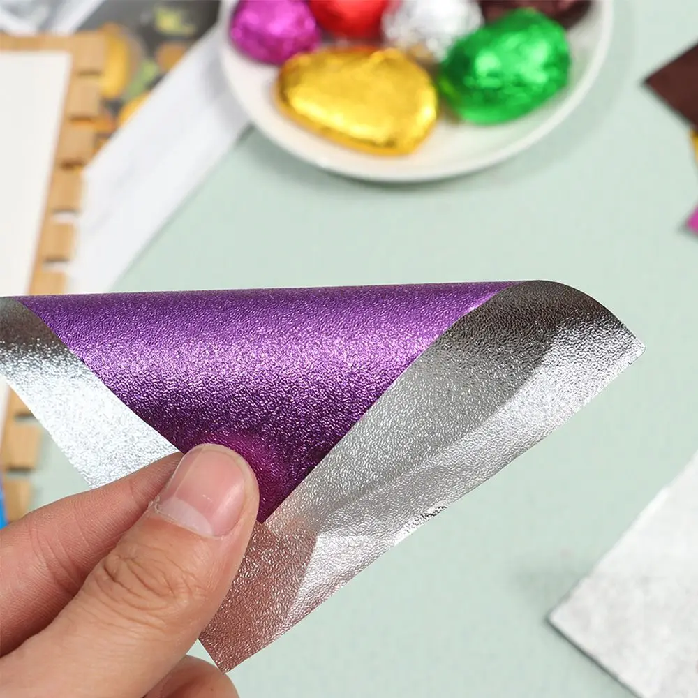 100 pcs Color Sewing Baking Gilded Tin Food Wedding Party Supplies Aluminum Foil Wrapping Paper Package Paper Candy Chocolate