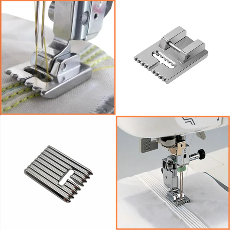 Sewing Machine Accessories Feet For Household Presser Foot Knitting Needles Tucker Pintuck Twin Double Pins 5/7/9 Grooves Singer