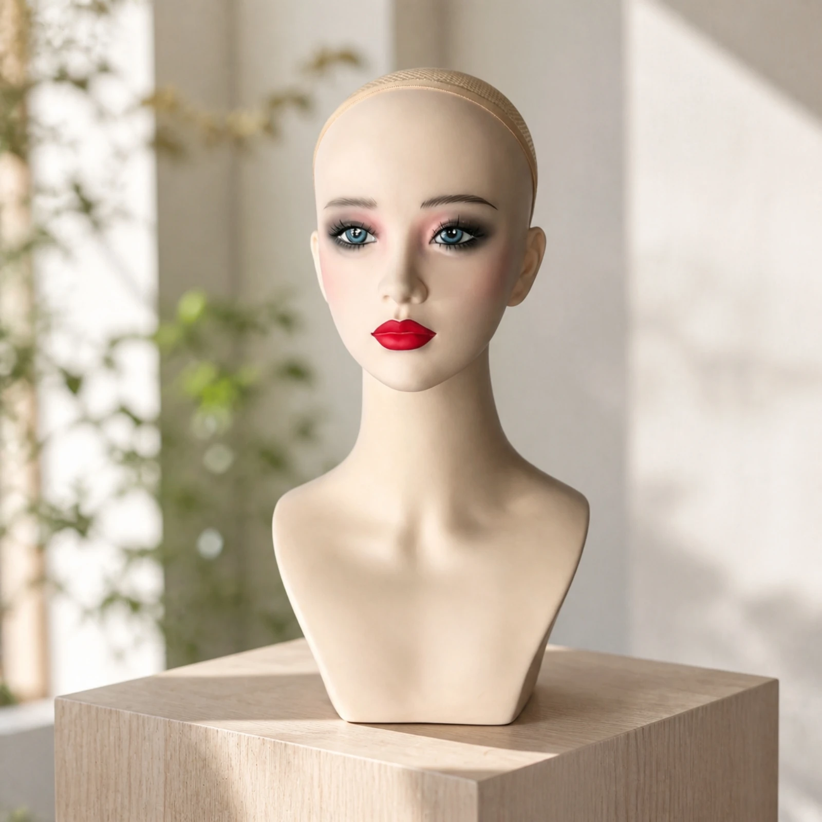 PVC Mannequin Bust Life Size Female Mannequin Head and Shoulders for Salon Owners, Retail Merchandising, Photography Props