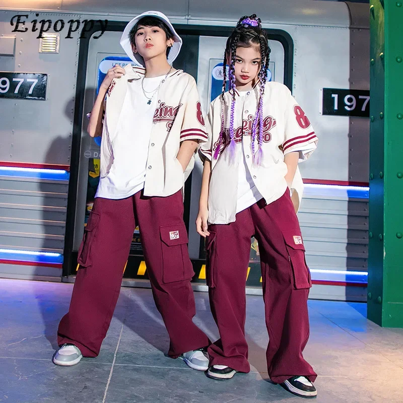 Hip Hop Kinder trend ige Kleidung Baseball Uniform Mantel Set HipHop Jungen Hip Hop gebratene Straße Jazz Tanz Mädchen Performance Kostüm