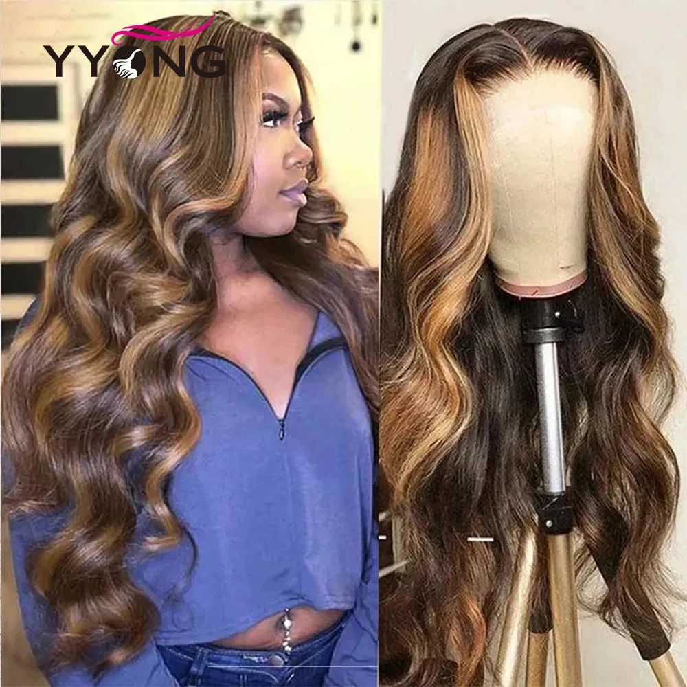 Yyong Highlight Wig Human Hair Brazilian Body Wave Lace Front Wig 13x4 13x6 Lace Frontal Wig Colored Human Hair Wigs For Women