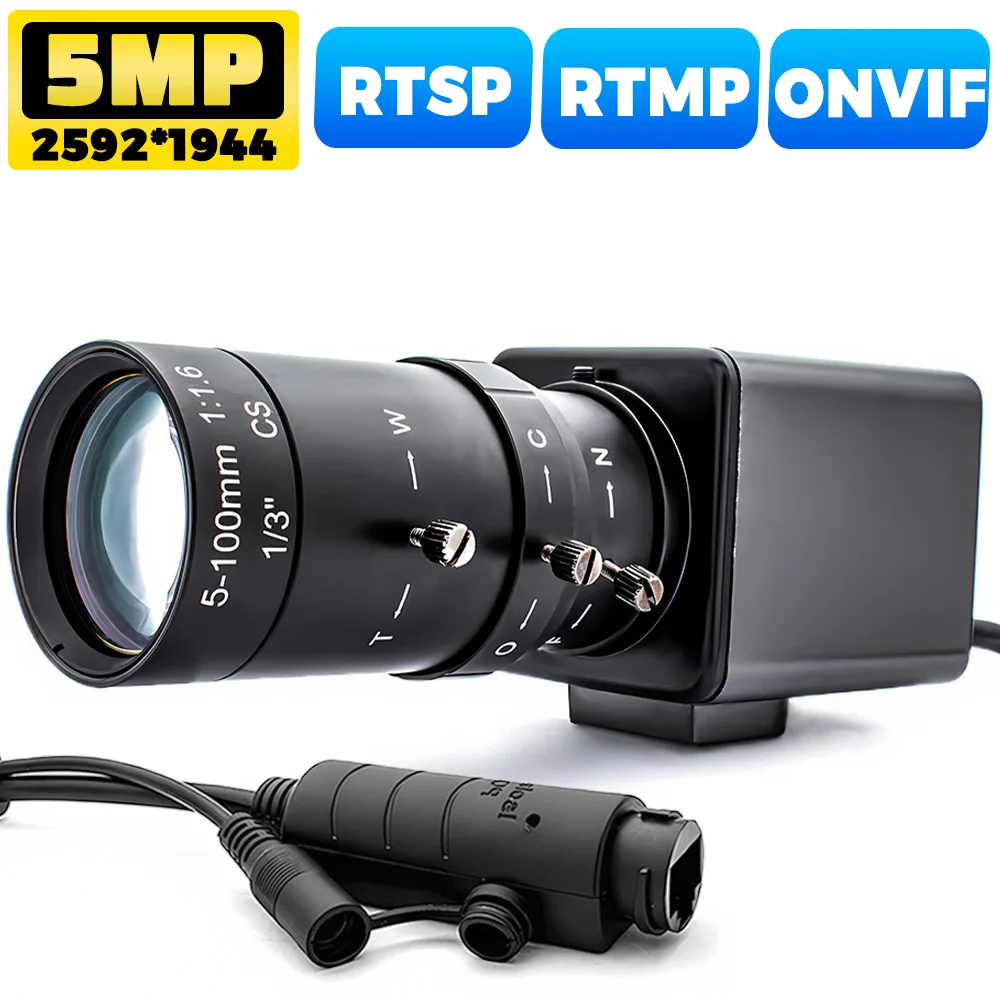 

20X Zoom POE IP Camera 5MP Webcam Board IMX335 Industrial Metal Box With Varifocal Lens Support Onvif RTSP RTMP Photo Snapshot