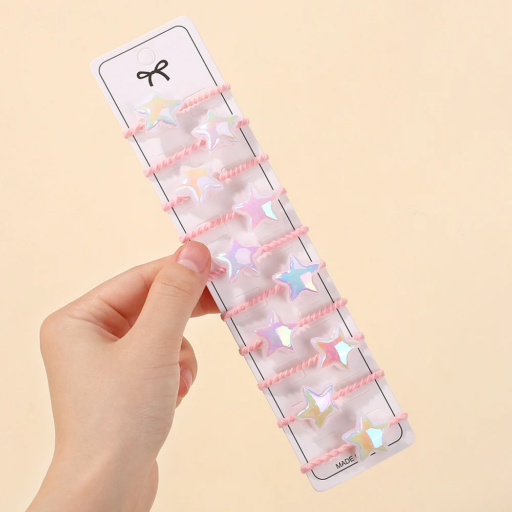 10 Teile/satz Cartoon Baby Haar Bands Nette Stern Herz Runde Ball Haar Krawatten Elastische Gummibänder Mädchen Kinder Neue Kopfbedeckungen zubehör
