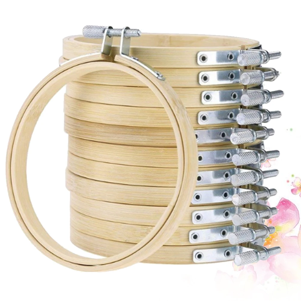 

12Pcs Cross Stitch Bamboo Circle Embroidery Hoop DIY Craft Frame for Needlework Quilting Wall Decor 18Cm Embroidery Hoop