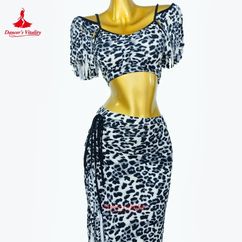 Belly Dance Leopard Print Is Available in Two Colors Costume Adult Women Fringe Set Drum Solo Practice Clothes Dancer's Vitality