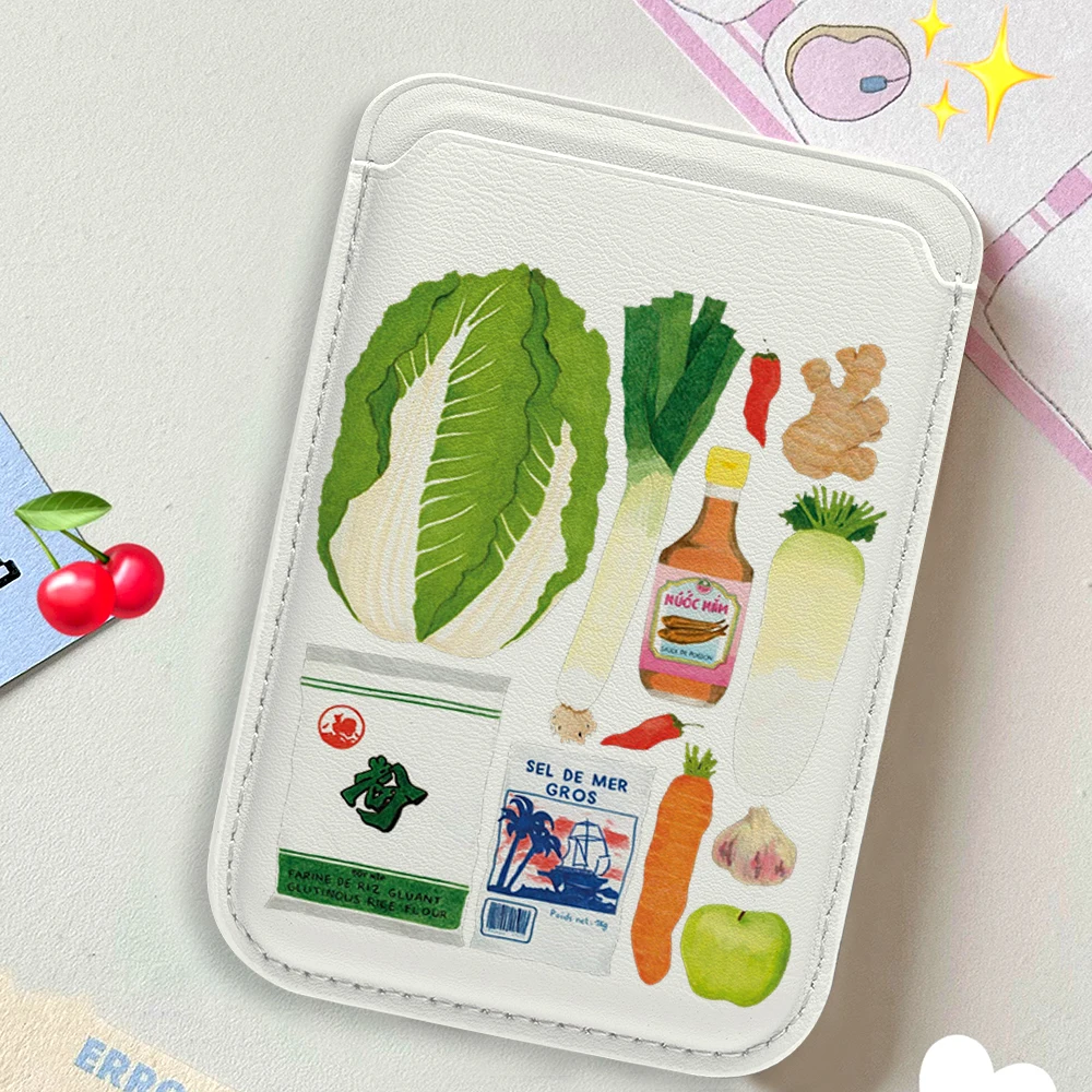 

Vegetable Leather Card Wallet Cover Phone Card Holder For Magnetic Case Suitable For all iPhone for Magsafe Card phone Back Bag