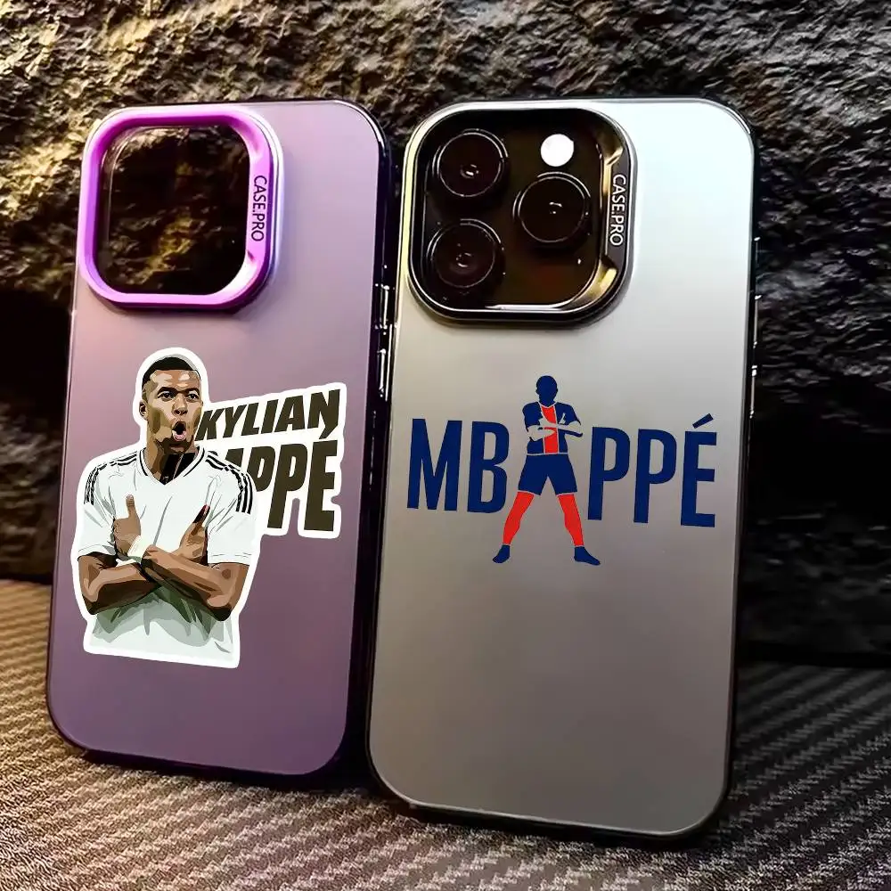 

K-kylian M-mbappe Football Colorful Silver Back Phone Case For IPhone 17 16 15 14 13 12 11 Plus Pro Max Plus