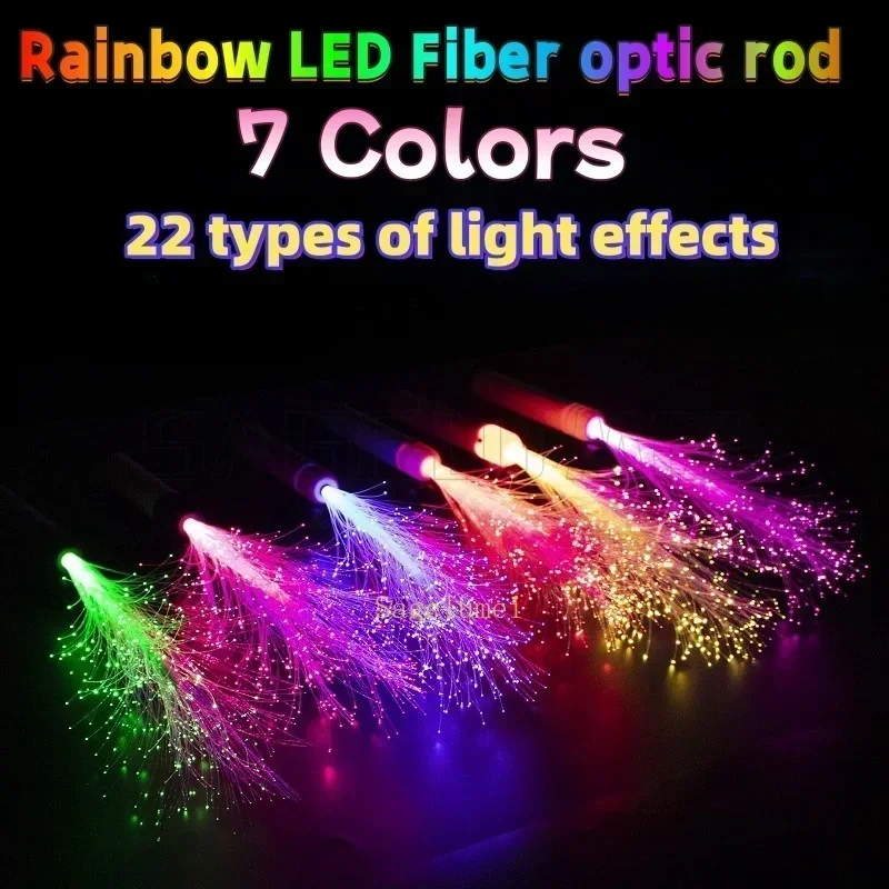 LED Fiber Optic Wands Glow Sticks Flashing Concerts Rave Colorful Flashing Concert with Strap LED Light Up Show Atmosphere Props