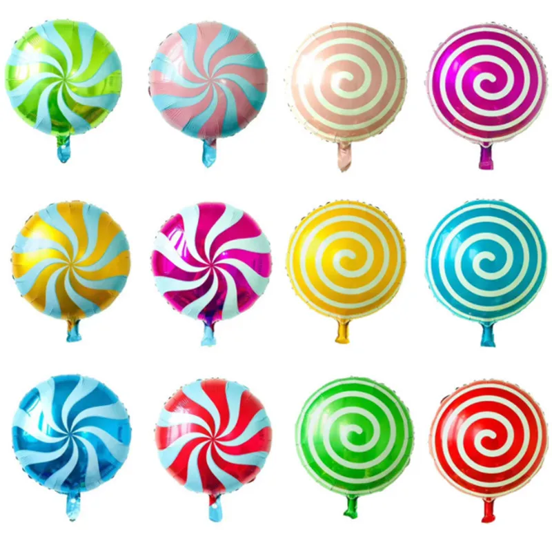 

5Pcs 18 Inch Round Lollipop Shaped Aluminum Film Balloon Wedding Baby Birthday Party Decoration Helium Balloon