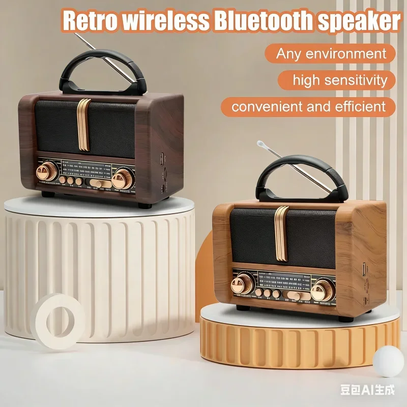 NS-8107BT Classic Vintage Retro Radio Fm Am Sw 3 Band Rechargeable Radios With Usb Tf Mp3 Player Wooden Radio Bluetooth Speaker