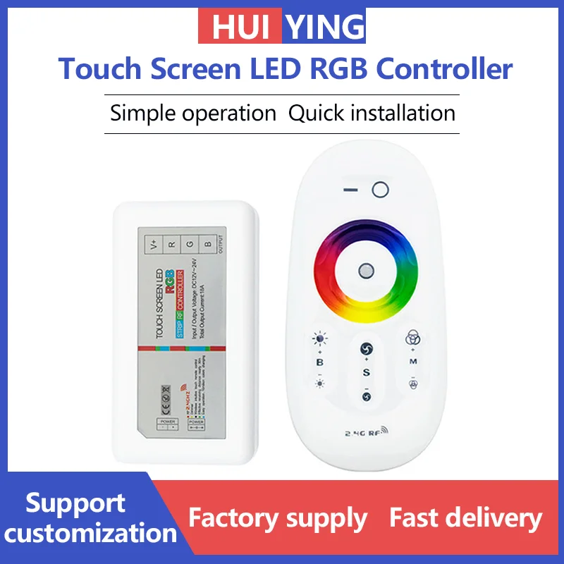 

DC12-24V LED Strip Light Control RGB Controller with 2.4G RF Touch Remote for Commercial Lighting,Interior Decoration,Hotel and