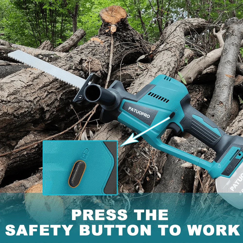 Brushless Reciprocating Saw Cordless Handheld Electric Saw Metal Wood Pipe Cutting Power Tool Fit Makita 18V Battery(No Battery)