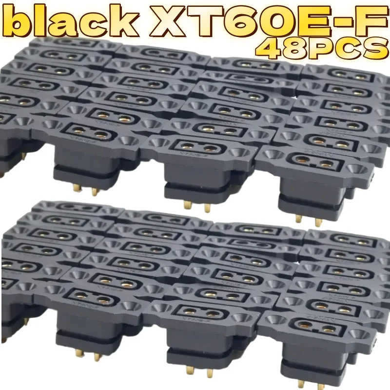 48pcs Bulk Pack Gold-Plated XT60E-F Female Plug Mountable Battery Connectors Black Socket for Electronics