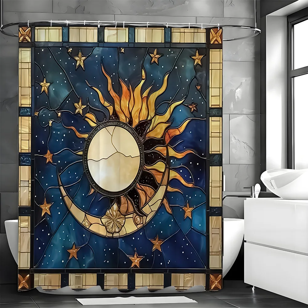 Tenda da doccia creativa in stile bohémien, lavabile, resistente allo sporco, tenda da bagno in poliestere impermeabile per la decorazione domestica