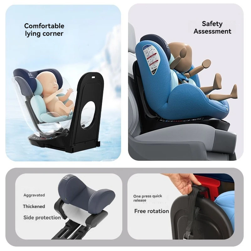 360-Degree Rotating Anti-Rollover Growth Kidsren\'s Car Safety Seat 0-12 Years Old Car Baby Baby Seat Isize