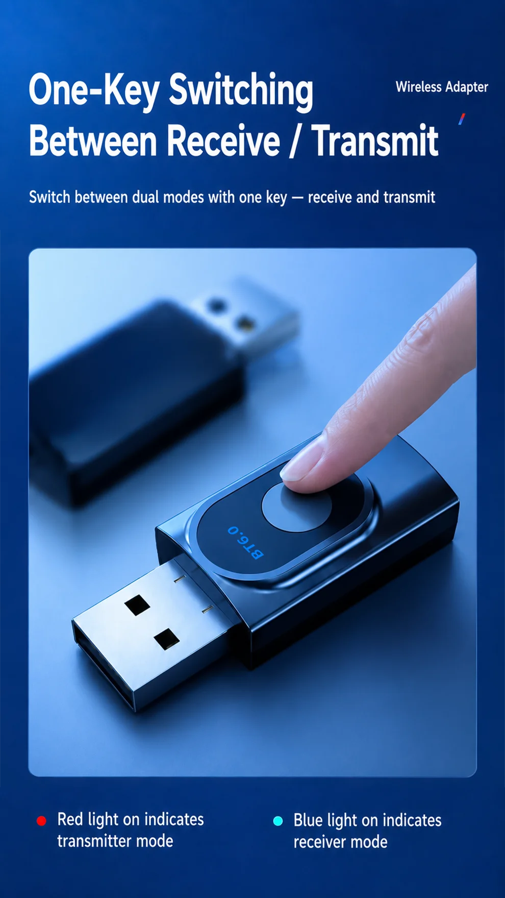 KEBIDUMEI 2 IN 1 Bluetooth 6.0 Audio Transmitter Receiver 3.5mm AUX USB Dongle With MIC Music Wireless Adapter For Car/TV/PC