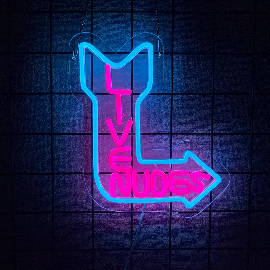 Live Nudes Neon Sign For Wall Decor,Light Up Sign For Bedroom,Bathroom,Office,Hotel Pub,Recreation Room,Man Cave,Party,Club
