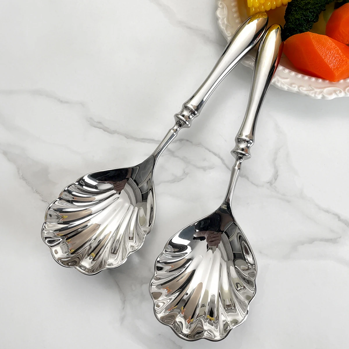 304 Stainless Steel Exquisite Vegetable Salad Banquet Buffet Large Serving Spoons Public Use Soup Mixing Spoon for Catering